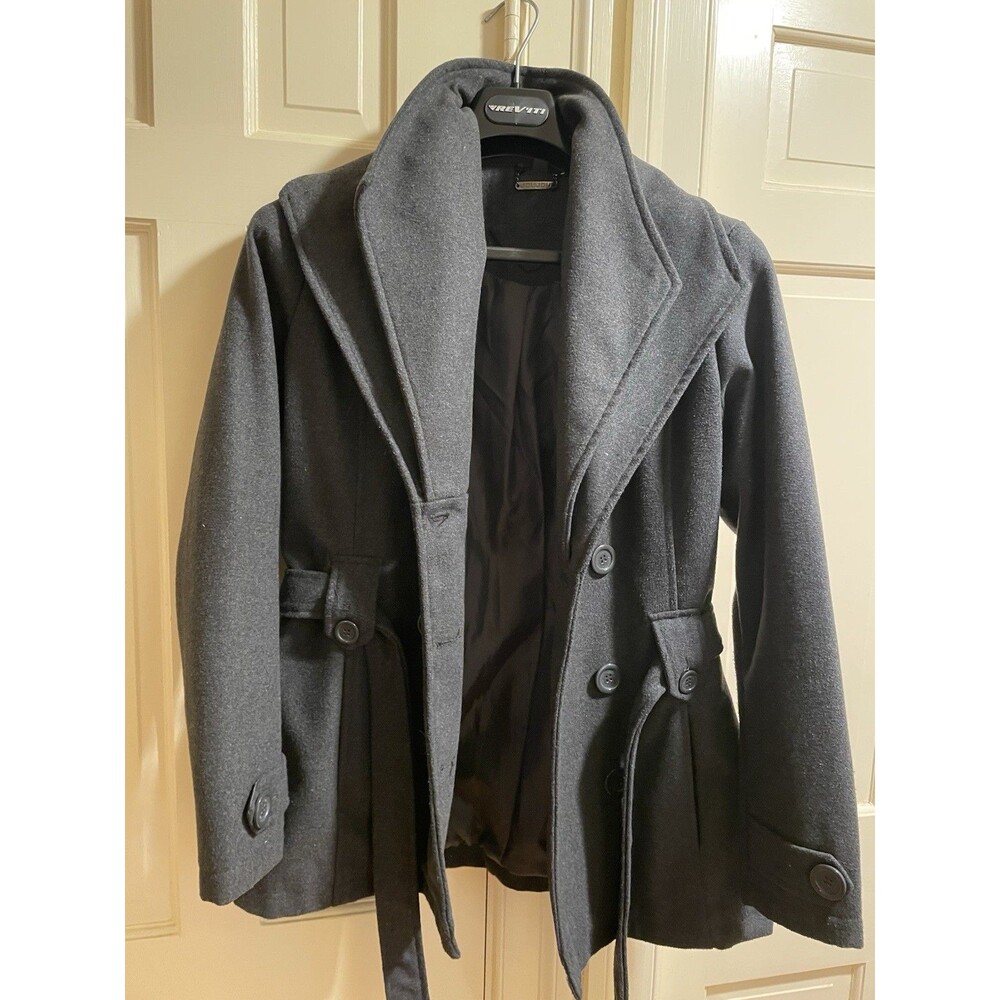 JOUJOU Womens Stylish Fashion Peacoat Jacket Bouble Breast Fitted Warm EUC